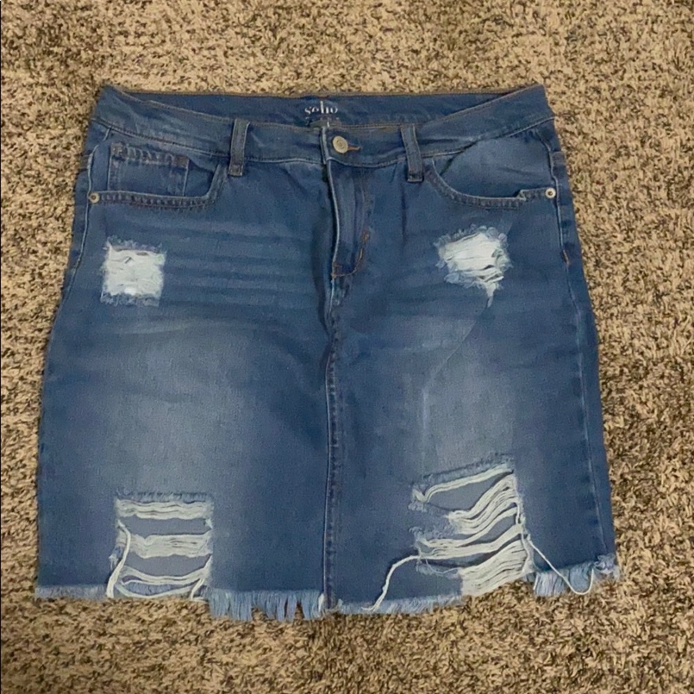 Demin destressed skirt
